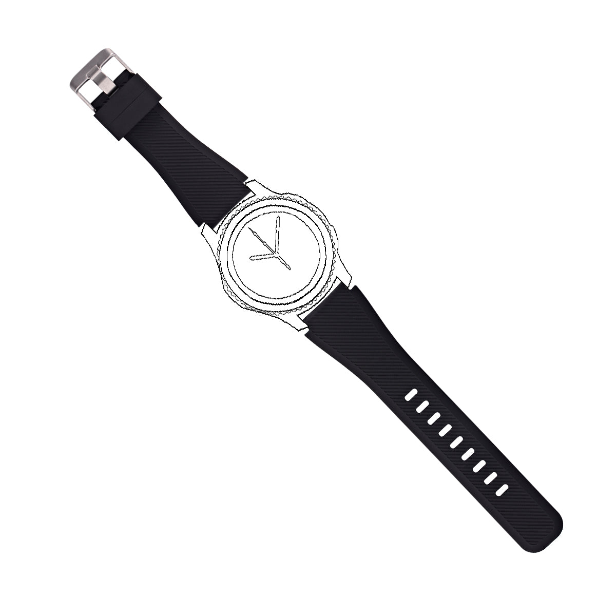 SYSTEM-S flexible silicone 22mm strap for Samsung Gear S3 Smartwatch in black