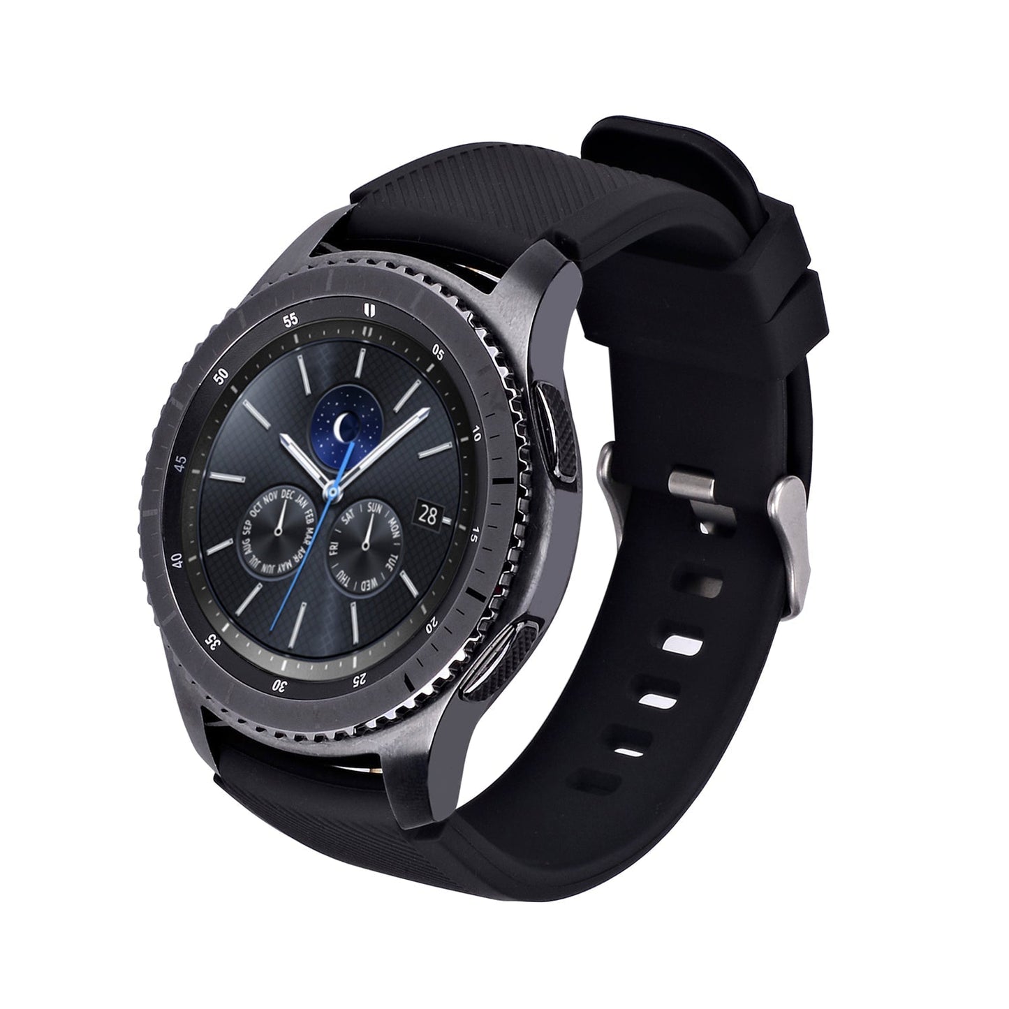 SYSTEM-S flexible silicone 22mm strap for Samsung Gear S3 Smartwatch in black