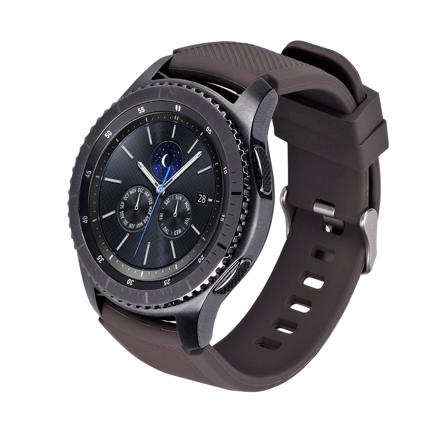 SYSTEM-S Armband flexibel aus Silikon 22mm für Samsung Gear S3 Smartwatch in Braun