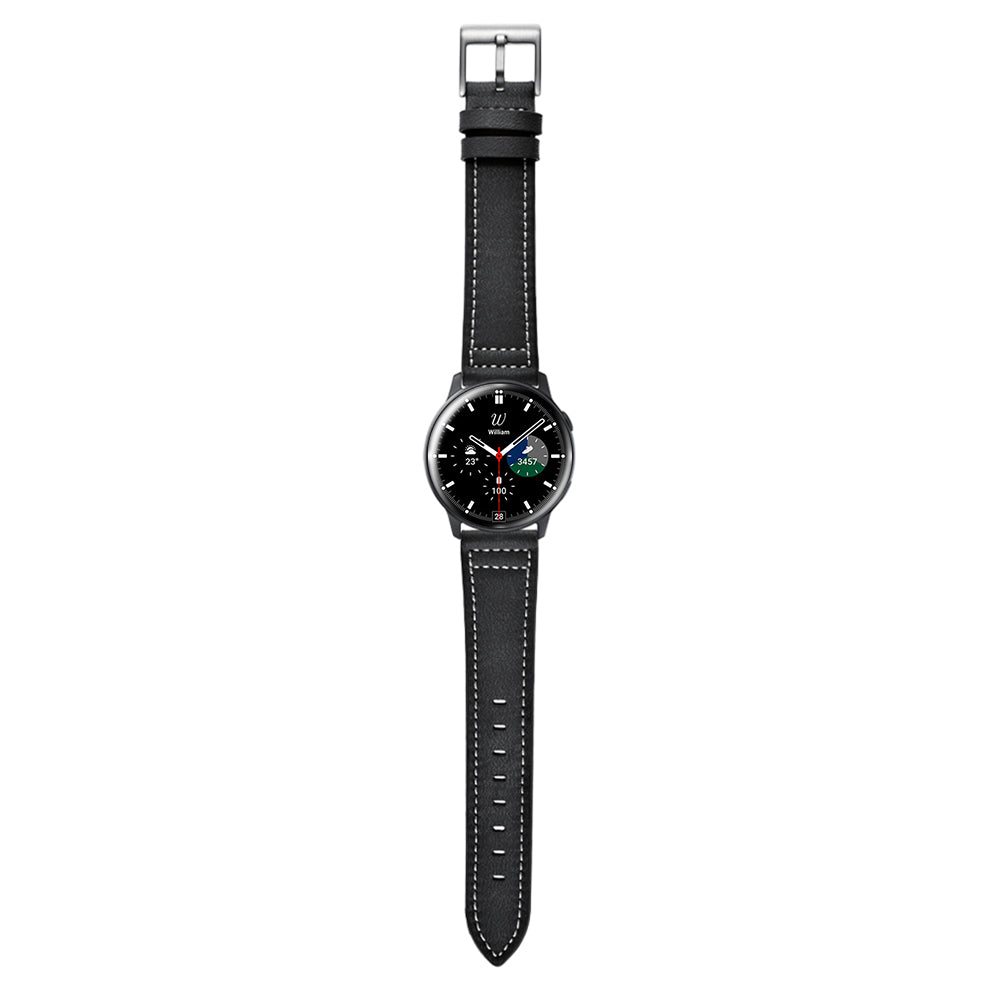 SYSTEM-S Armband flexibel aus Leder 20mm für Samsung Galaxy Watch 4 Smartwatch Schwarz