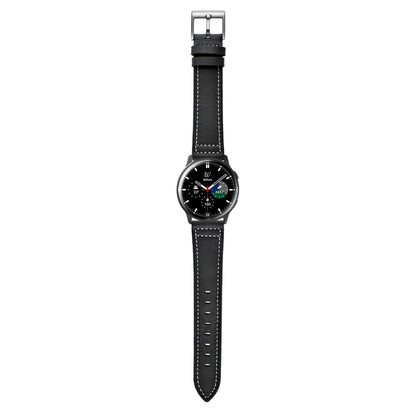 SYSTEM-S Armband flexibel aus Leder 20mm für Samsung Galaxy Watch 4 Smartwatch Schwarz