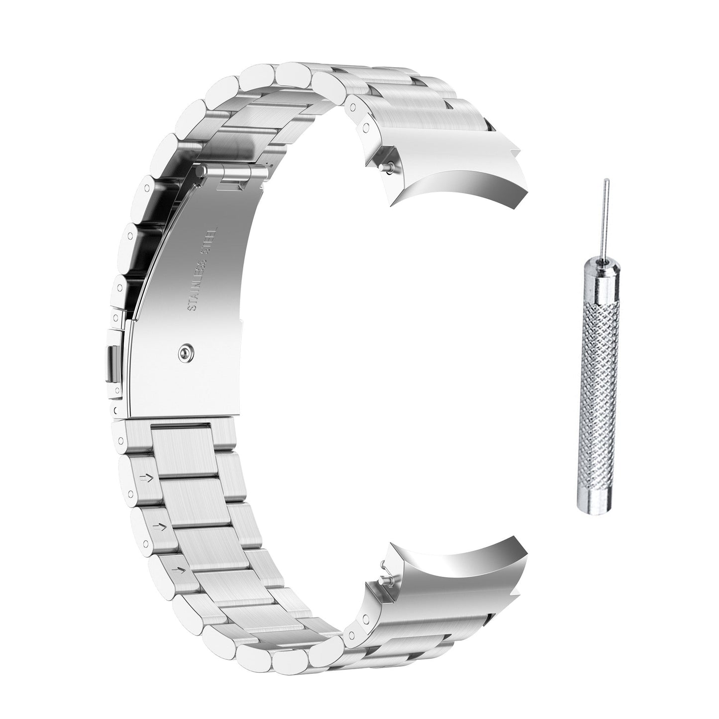 SYSTEM-S Armband 22 mm aus rostfreiem Stahl mit Kippfaltschließe für Smartwatch in Grau