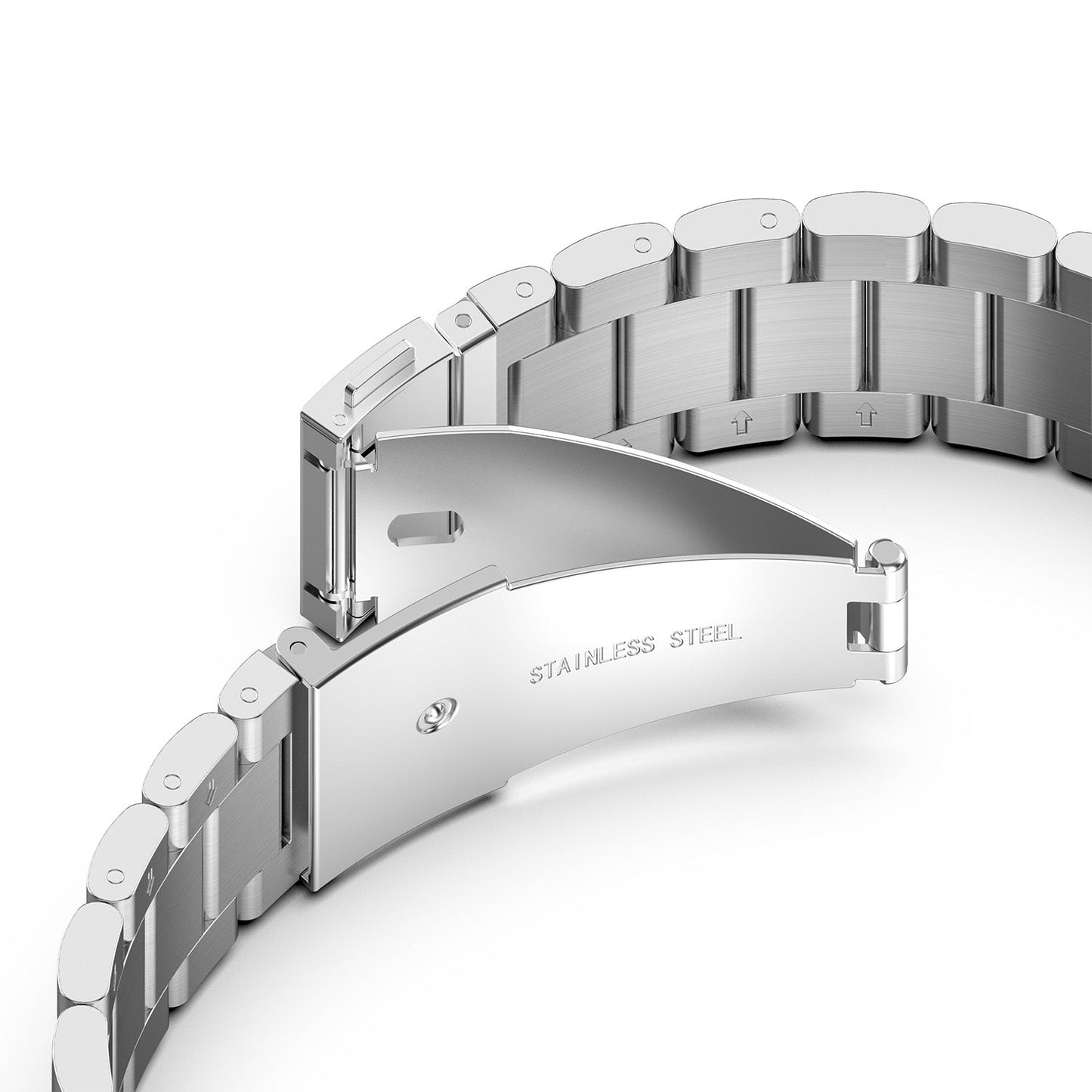 SYSTEM-S Armband 22 mm aus rostfreiem Stahl mit Kippfaltschließe für Smartwatch in Grau