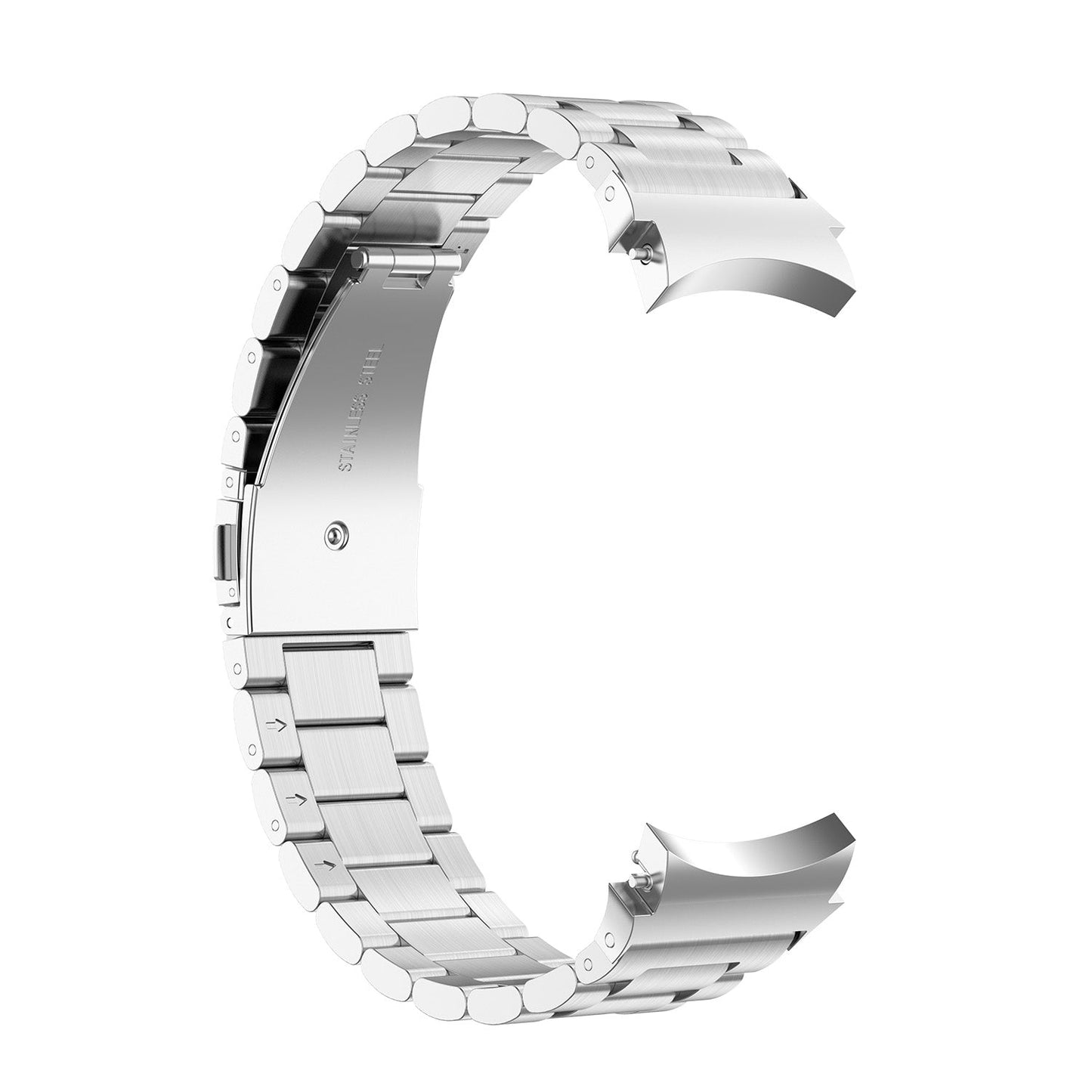 SYSTEM-S Armband 22 mm aus rostfreiem Stahl mit Kippfaltschließe für Smartwatch in Grau