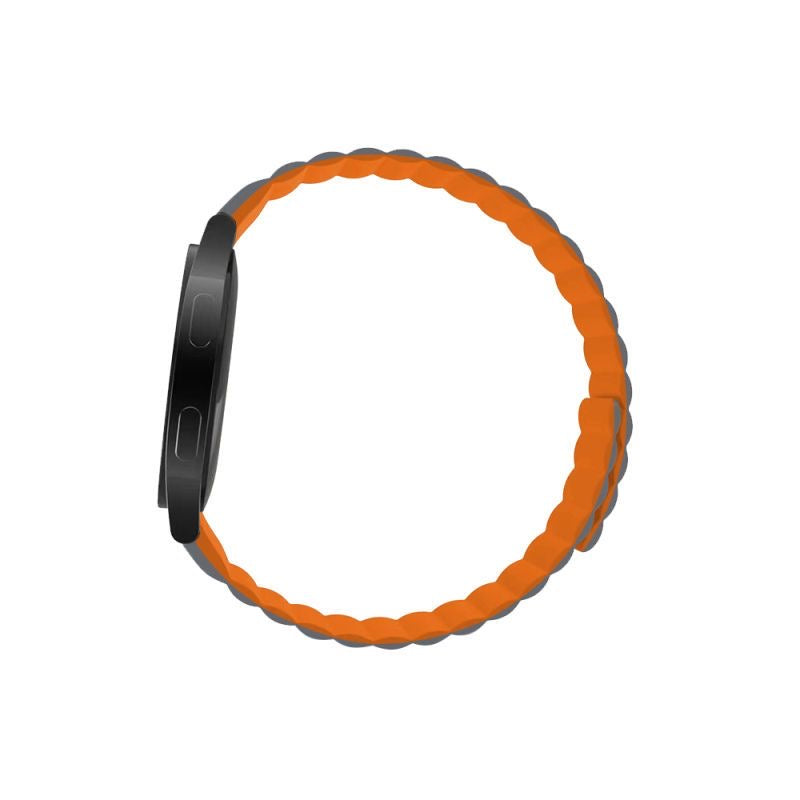 SYSTEM-S Armband 20 mm aus Silikon magnetisch für Smartwatch in Orange Grau