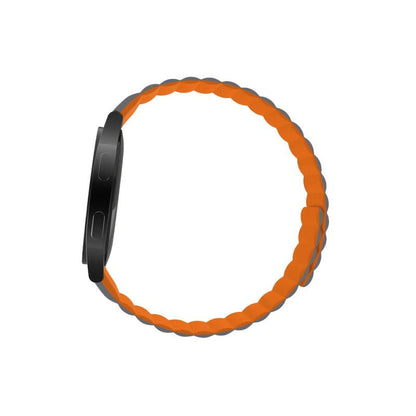 SYSTEM-S Armband 20 mm aus Silikon magnetisch für Smartwatch in Orange Grau