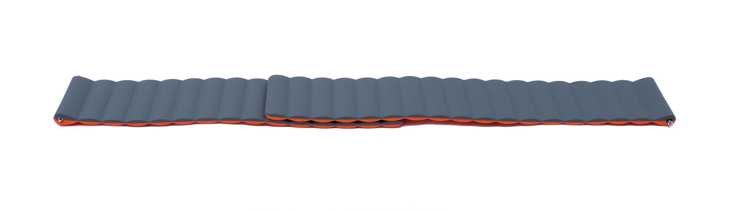SYSTEM-S Armband 20 mm aus Silikon magnetisch für Smartwatch in Orange Grau