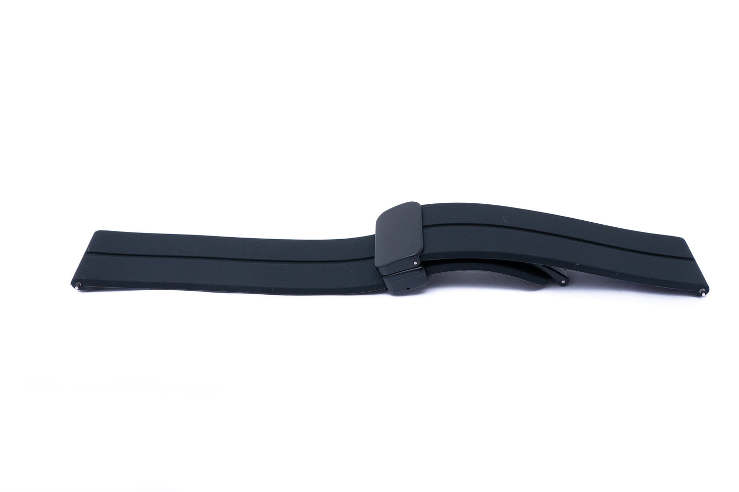 SYSTEM-S Armband 20 mm aus Silikon mit Kippfaltschließe für Smartwatch in Schwarz