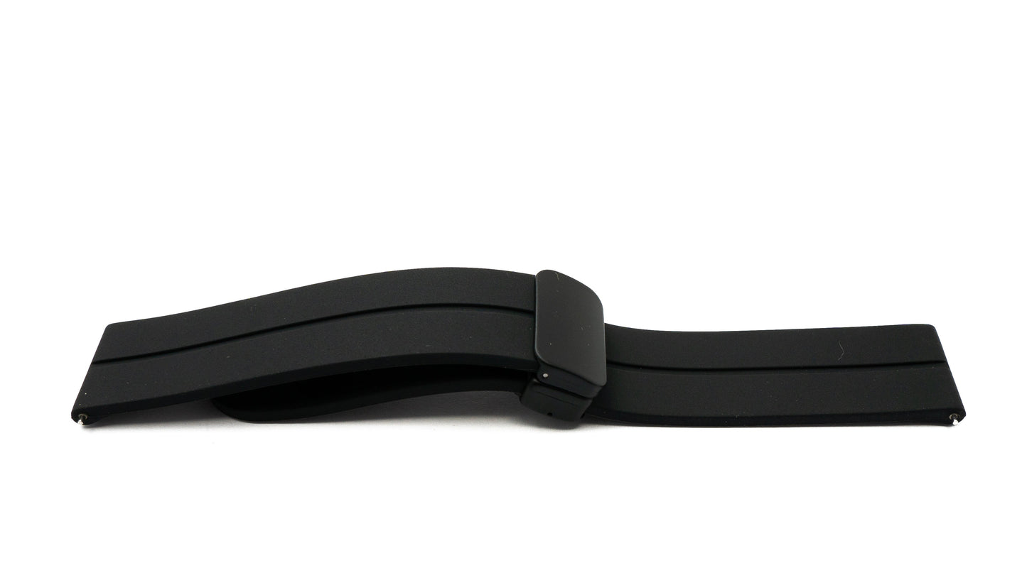 SYSTEM-S Armband 20 mm aus Silikon mit Kippfaltschließe für Smartwatch in Schwarz
