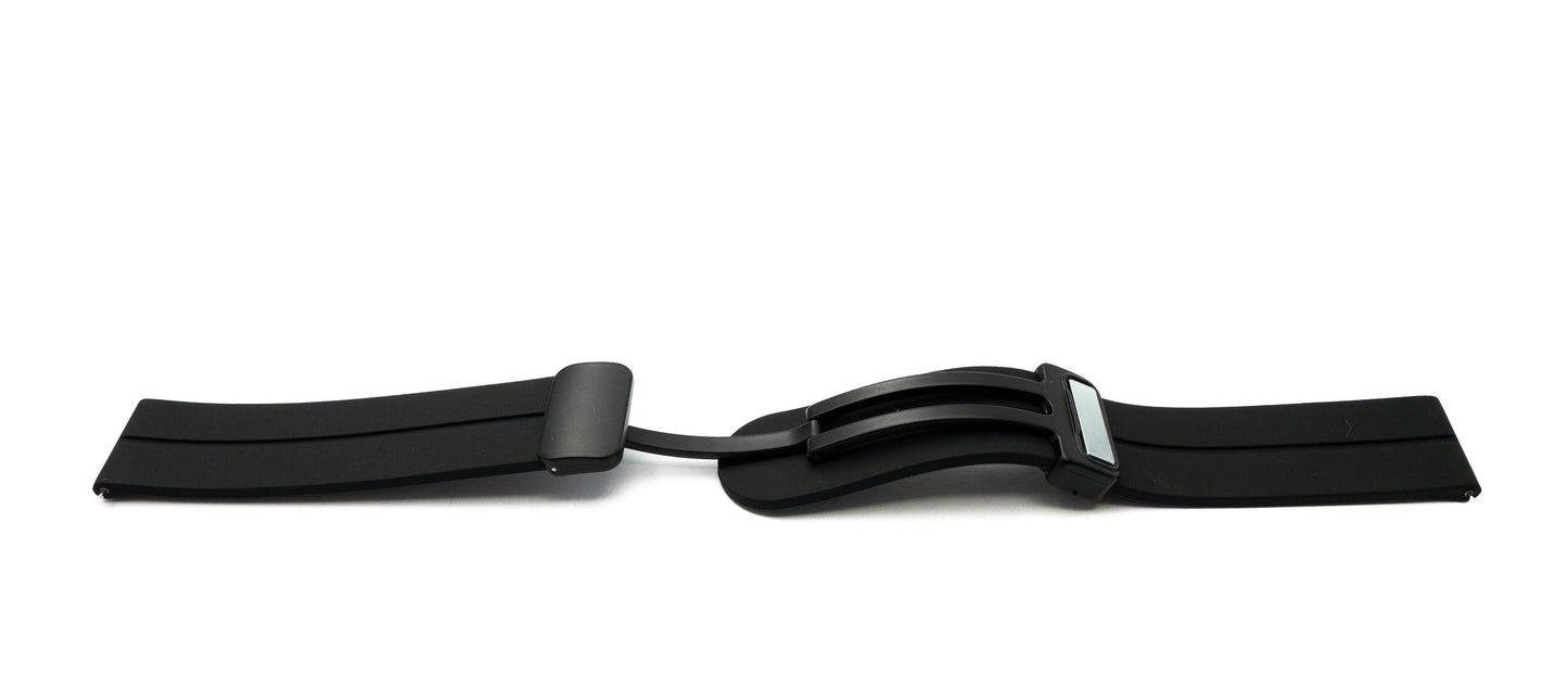 SYSTEM-S Armband 20 mm aus Silikon mit Kippfaltschließe für Smartwatch in Schwarz