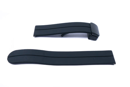 SYSTEM-S Armband 20 mm aus Silikon mit Kippfaltschließe für Smartwatch in Schwarz