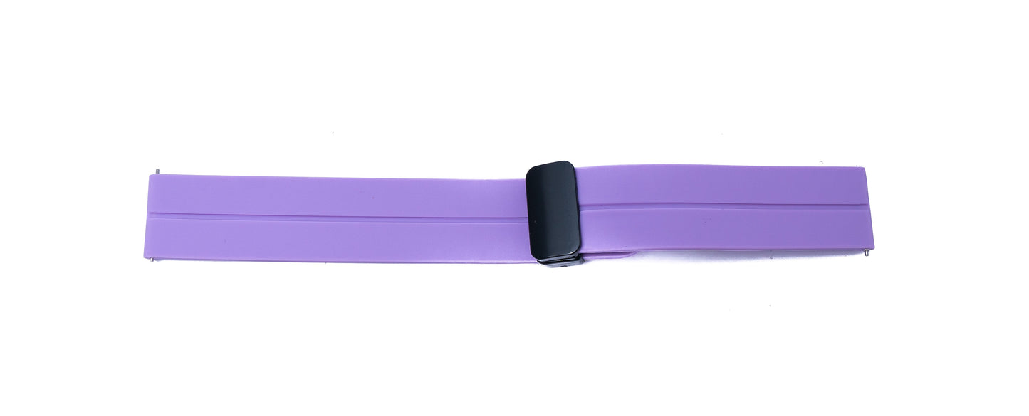 SYSTEM-S Armband 20 mm aus Silikon mit Kippfaltschließe für Smartwatch in Lila