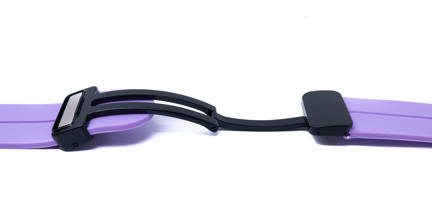 SYSTEM-S Armband 20 mm aus Silikon mit Kippfaltschließe für Smartwatch in Lila