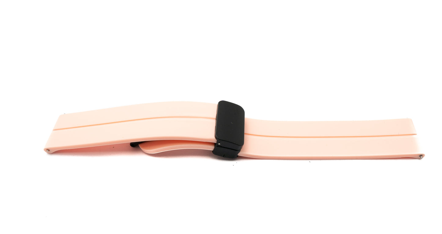 SYSTEM-S Armband 20 mm aus Silikon mit Kippfaltschließe für Smartwatch in Pink