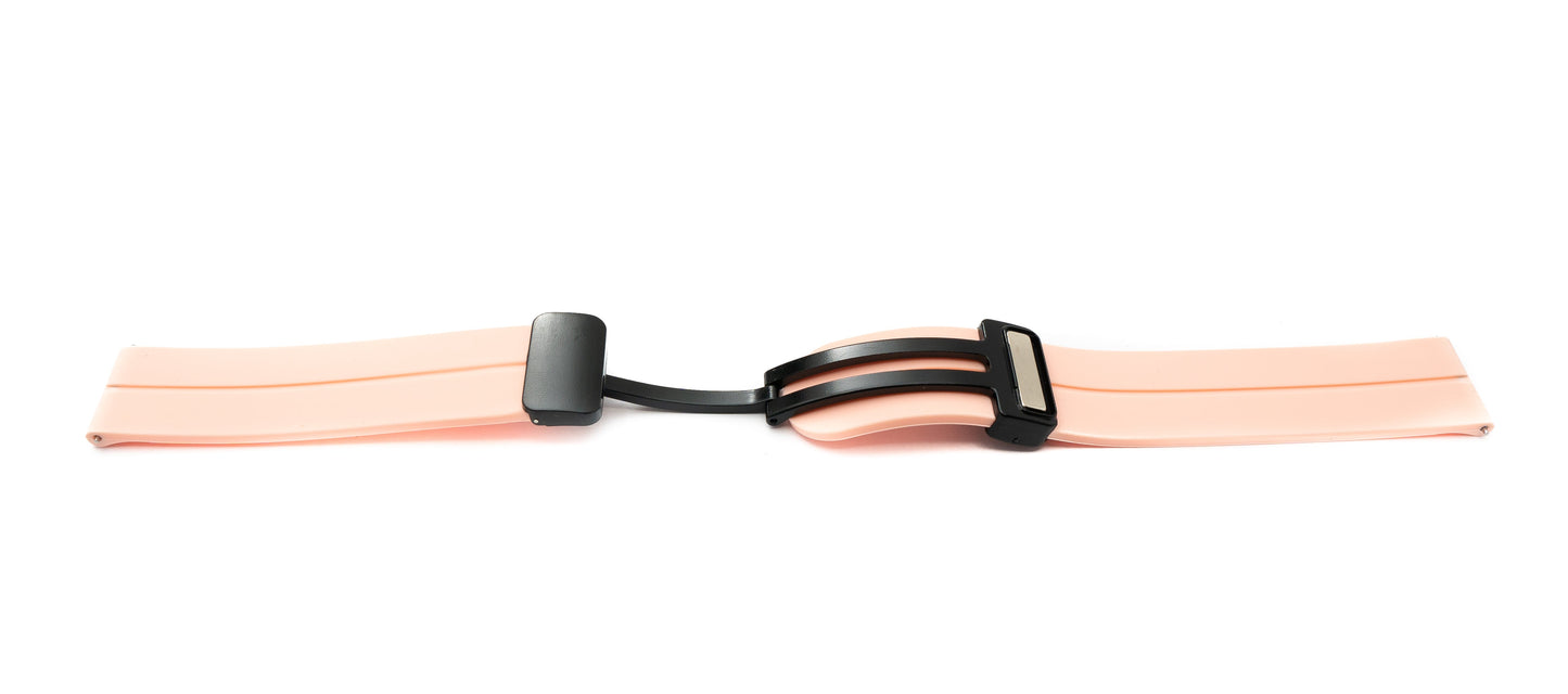 SYSTEM-S Armband 20 mm aus Silikon mit Kippfaltschließe für Smartwatch in Pink