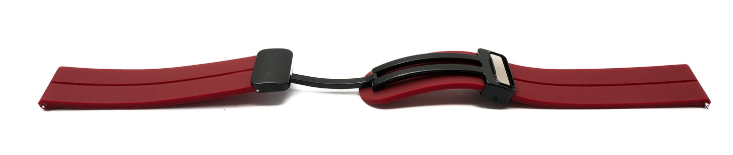 SYSTEM-S Armband 20 mm aus Silikon mit Kippfaltschließe für Smartwatch in Rot
