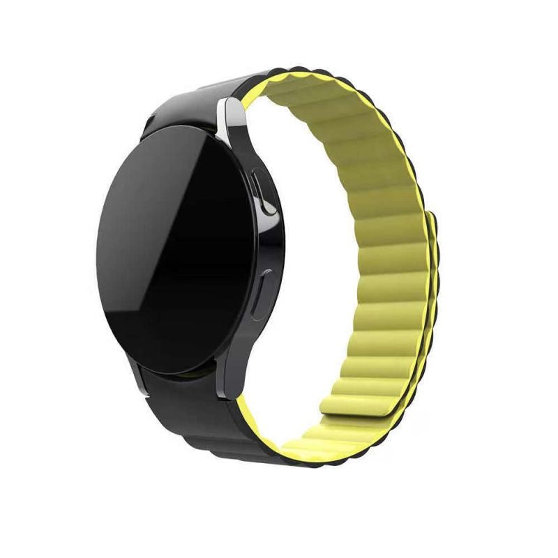 SYSTEM-S Armband 20 mm aus Silikon magnetisch für Samsung Galaxy Watch 5 4 Schwarz Gelb