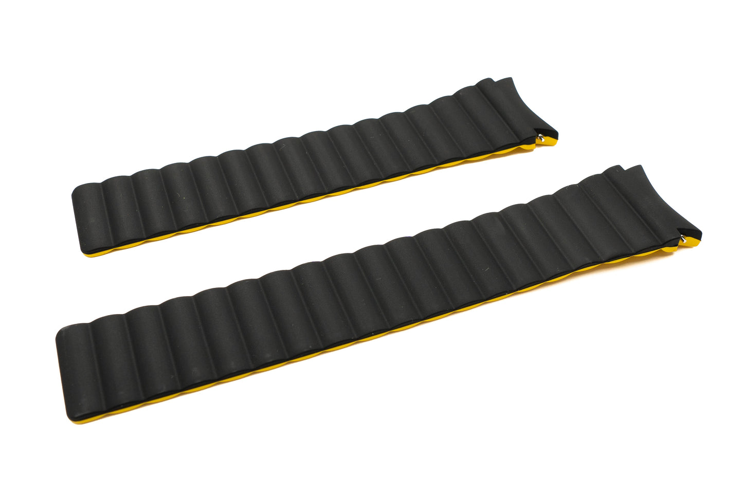SYSTEM-S Armband 20 mm aus Silikon magnetisch für Samsung Galaxy Watch 5 4 Schwarz Gelb