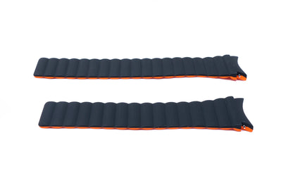 SYSTEM-S Armband 20 mm aus Silikon magnetisch für Samsung Galaxy Watch 5 4 Schwarz Orange