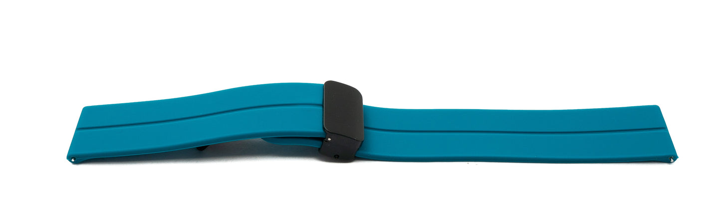 SYSTEM-S Armband 20 mm aus Silikon mit Kippfaltschließe für Smartwatch in Blau