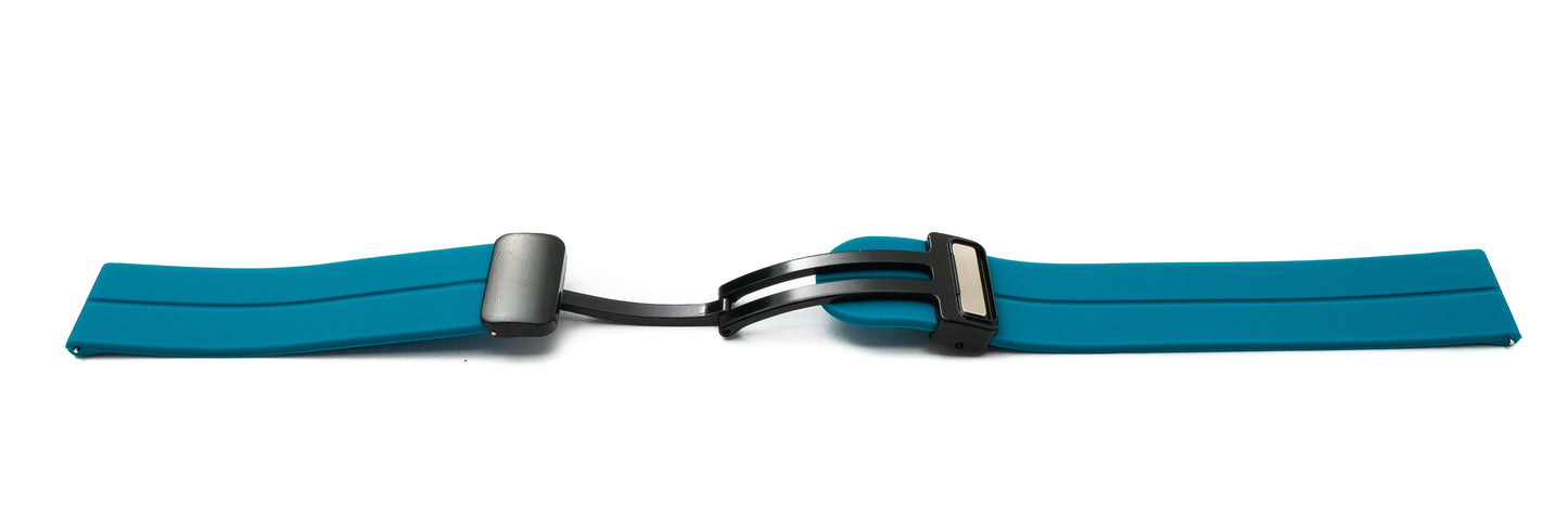 SYSTEM-S Armband 20 mm aus Silikon mit Kippfaltschließe für Smartwatch in Blau