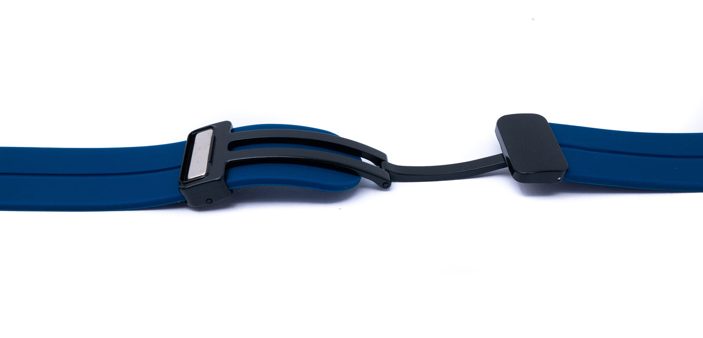 SYSTEM-S Armband 20 mm aus Silikon mit Kippfaltschließe für Smartwatch in Dunkelblau