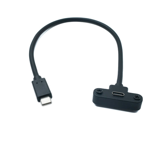 SYSTEM-S USB 3.1 Gen 2 Cable 30 cm Type C Male to Female Flat Panel Mount 10 Gbit/s 100W