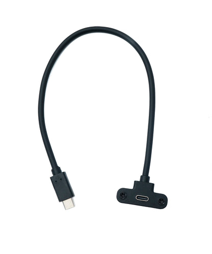 SYSTEM-S USB 3.1 Gen 2 Kabel 30 cm Typ C Stecker zu Buchse Flat Panel Mount 10 Gbit/s 100W