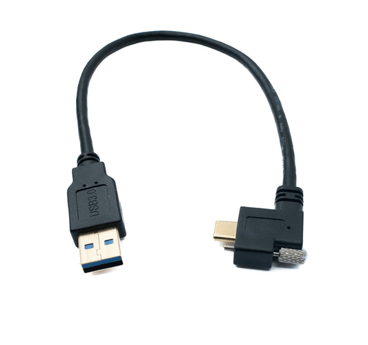 SYSTEM-S USB 3.1 cable 30 cm Type C plug to 3.0 A plug angled left right angled