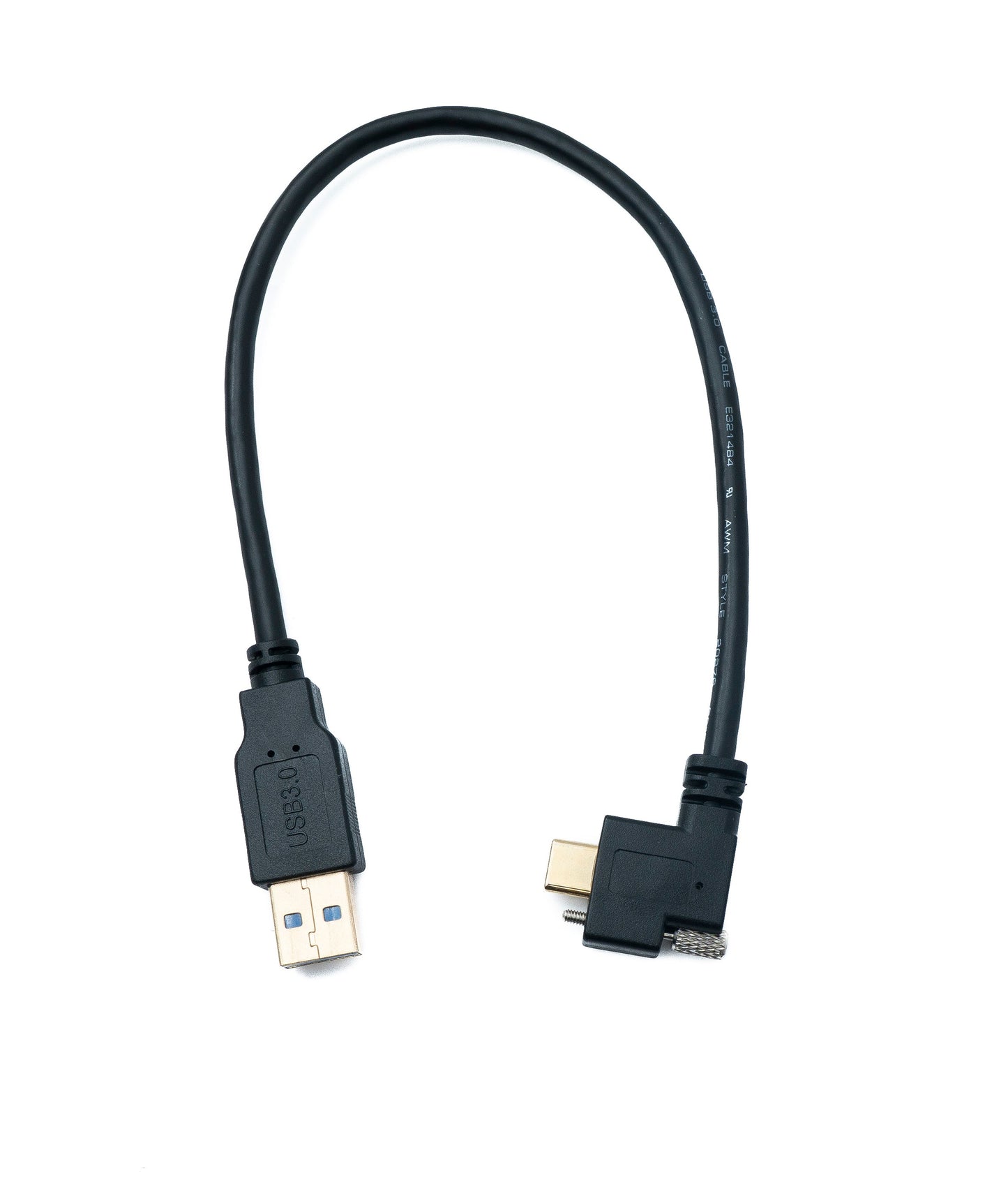 SYSTEM-S USB 3.1 cable 30 cm Type C plug to 3.0 A plug angled left right angled