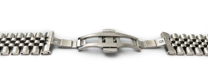 SYSTEM-S Armband 20 mm aus Metall für Samsung Galaxy Watch 4 Smartwatch in Grau