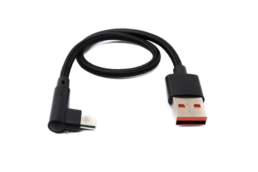 SYSTEM-S USB 2.0 Micro B Kabel 25 cm Stecker zu 2.0 A Stecker Winkel geflochten 480 Mbit/s