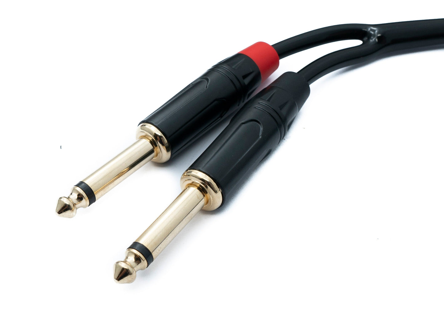 SYSTEM-S Audio Y Klinke Kabel 50 cm 2x 6,35 mm 2 polig Stecker zu 3,5 mm 3 polig Stecker AUX