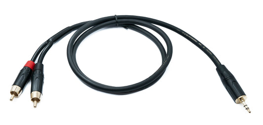 SYSTEM-S Audio Cinch 2 RCA Kabel 100 cm Stecker zu Klinke AUX 3,5 mm 3 polig Stecker