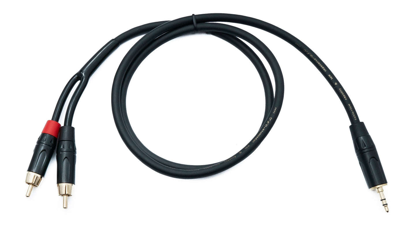 SYSTEM-S Audio Cinch 2 RCA Kabel 100 cm Stecker zu Klinke AUX 3,5 mm 3 polig Stecker