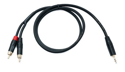 SYSTEM-S Audio Cinch 2 RCA Kabel 100 cm Stecker zu Klinke AUX 3,5 mm 3 polig Stecker