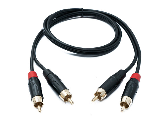 SYSTEM-S Audio Cinch 2 RCA Kabel 100 cm 2 polig Stecker zu Stecker in Schwarz