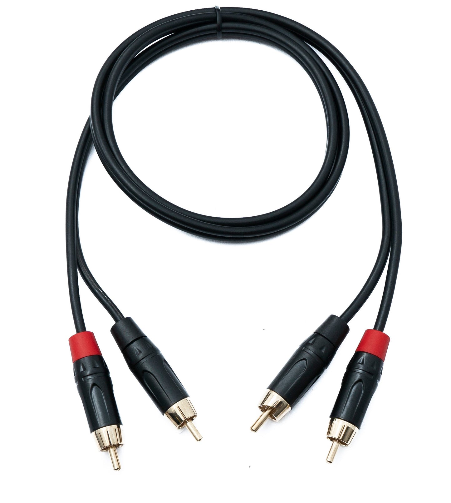 SYSTEM-S Audio Cinch 2 RCA Kabel 100 cm 2 polig Stecker zu Stecker in Schwarz