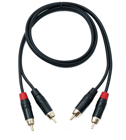 SYSTEM-S Audio Cinch 2 RCA Kabel 100 cm 2 polig Stecker zu Stecker in Schwarz
