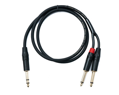 SYSTEM-S Audio Y Klinke Kabel 100 cm 1x 6,35 mm 2 polig Stecker zu 2x Stecker AUX
