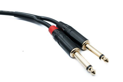 SYSTEM-S Audio Y Klinke Kabel 100 cm 1x 6,35 mm 2 polig Stecker zu 2x Stecker AUX