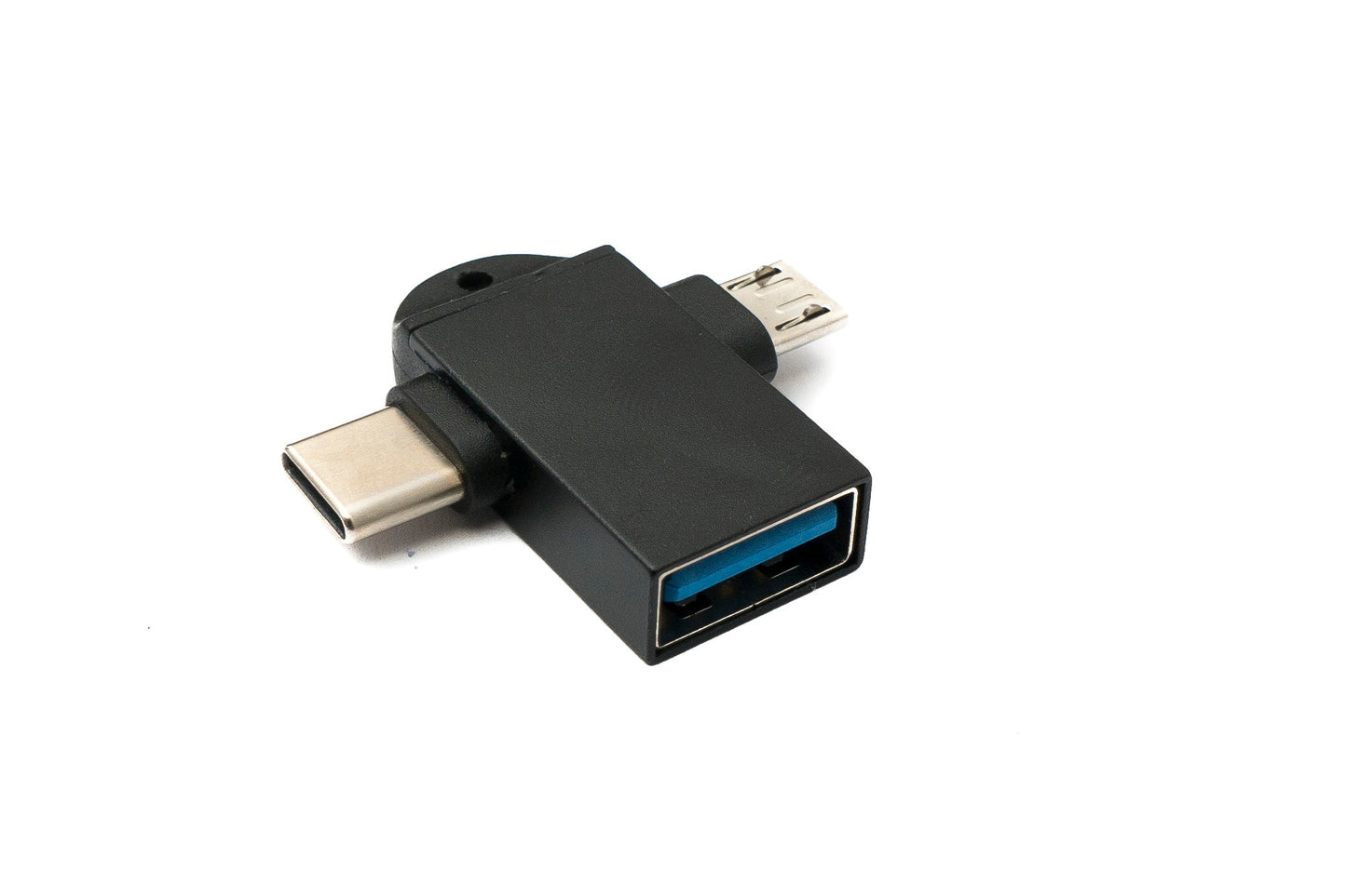 SYSTEM-S USB Y Adapter 3.1 Typ C & 2.0 Micro B Stecker zu 3.0 A Buchse Schlaufe in Schwarz