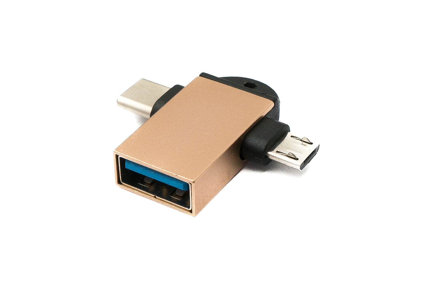 SYSTEM-S USB Y Adapter 3.1 Typ C & 2.0 Micro B Stecker zu 3.0 A Buchse Schlaufe in Rosa Gelb