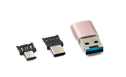 System-S 3 in 1 MicroSD Adapter Kartenleser Card Reader USB A 3.0 aus Micro USB und USB Typ C