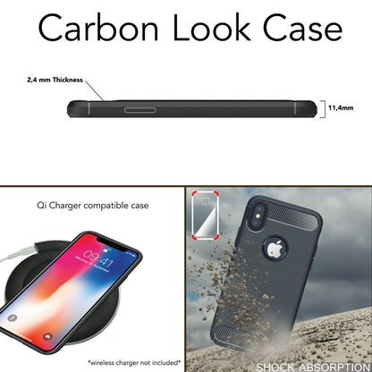 NALIA Design Case kompatibel mit Apple iPhone XS Max Hülle, Karbon Optik Stylische Handyhülle Stoßfeste Silikon Schutzhülle, Dünne Handy-Tasche Phone Cover Bumper Soft Skin Kratzfest