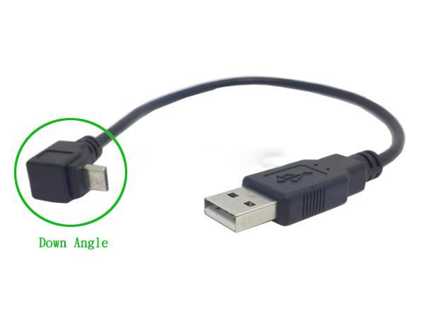 System-S USB Typ-B zu Micro USB Kabel Datenkabel Ladekabel 90° Winkelstecker 25 cm