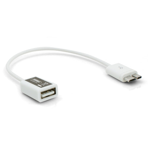 System-S Short Micro USB 3.0 On-The-Go Host Cable OTG Cable Host Adapter Data Cable 17 cm in White for Samsung Galaxy Note 3
