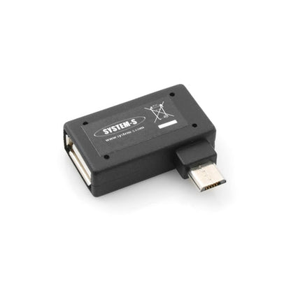 System-S 90° Winkelstecker (linker Winkel) USB auf Micro USB OTG Host Cable Flash Drive Verbindung mit extra Micro USB Anschluss für Smartphone Tablet PC
