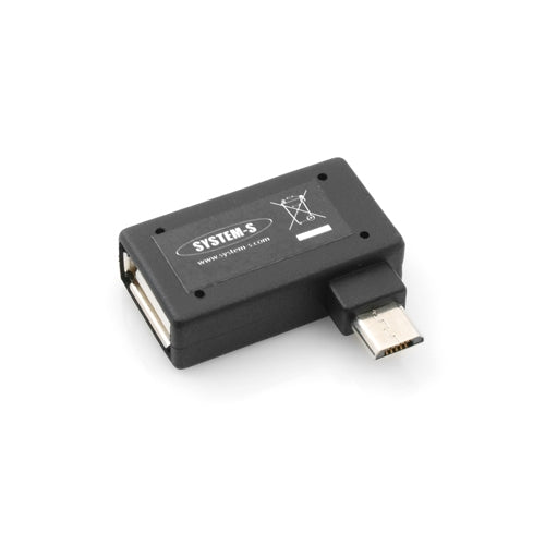System-S 90° Winkelstecker (linker Winkel) USB auf Micro USB OTG Host Cable Flash Drive Verbindung mit extra Micro USB Anschluss für Smartphone Tablet PC