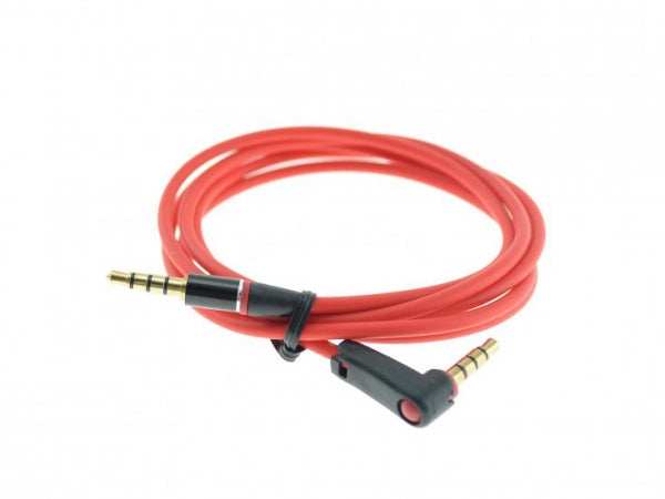 System-S 4 Polig 3,5 mm Klinke auf 3,5 Klinke Stecker Gewinkelt 90° Grad  Kabel 110 cm Rot